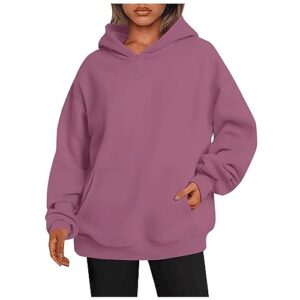 ihph7 hoodies for women oversized solid color sweatshirts fleece casual long sleeve pullover loose lightweight fall clothes