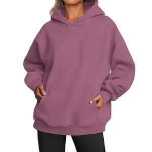 iHPH7 Hoodies for Women Oversized Solid Color Sweatshirts Fleece Casual Long Sleeve Pullover Loose Lightweight Fall Clothes