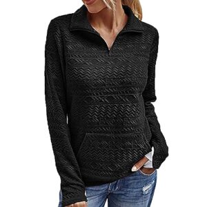 ihph7 women's quilted pattern lightweight zipper long sleeve plain casual hoodie ladies sweatshirts waffle pullovers shirts tops