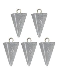 bluewing 2lb box pyramid fishing sinker weights lead weight saltwalter fishing weights for surf fishing, 3oz, 10 pack