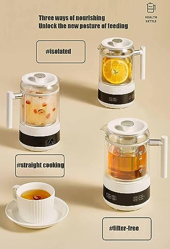 350Ml High Borosilicate Glass Health Pot Electric Kettle Flower Teapot Temperature Control ​Kettle Hot Tea Machines Appointment and Dry Boil Protection Household Multifunctional A,350Ml