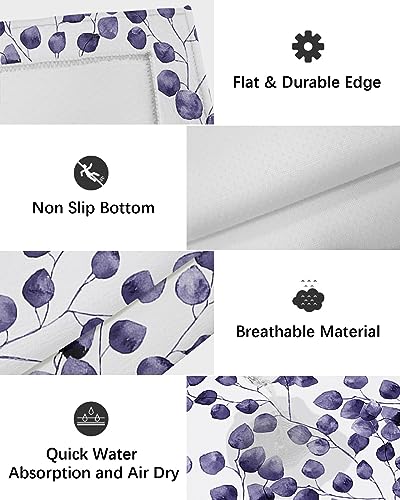 Outdoor Rug for Patio Purple Watercolor Plants Leaves 4'x6' Mat Carpet,Reversible Camping Aera Rugs,Rv,Porch,Deck,Camper,Balcony,Backyard