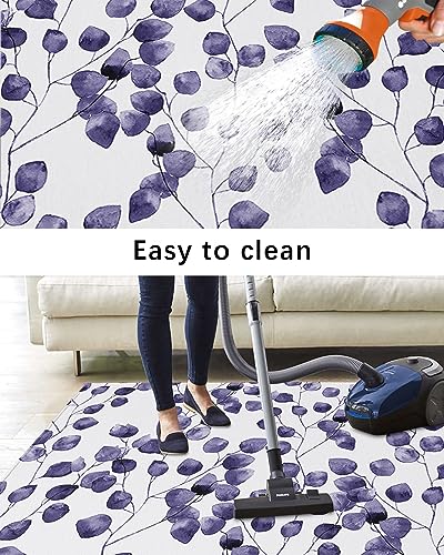 Outdoor Rug for Patio Purple Watercolor Plants Leaves 4'x6' Mat Carpet,Reversible Camping Aera Rugs,Rv,Porch,Deck,Camper,Balcony,Backyard