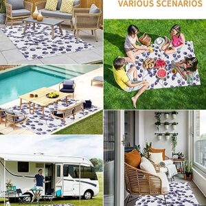 Outdoor Rug for Patio Purple Watercolor Plants Leaves 4'x6' Mat Carpet,Reversible Camping Aera Rugs,Rv,Porch,Deck,Camper,Balcony,Backyard