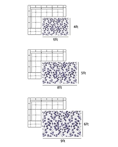 Outdoor Rug for Patio Purple Watercolor Plants Leaves 4'x6' Mat Carpet,Reversible Camping Aera Rugs,Rv,Porch,Deck,Camper,Balcony,Backyard