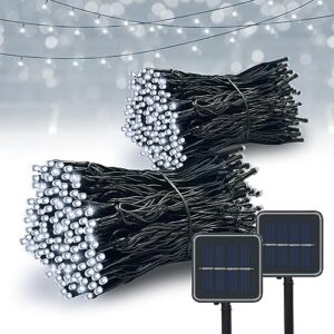 vimorg solar string lights outdoor，2 pack 170ft 480 led waterproof solar christmas lights with 8 lighting modes for tree xmas decorations