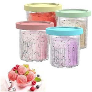 creami containers, for ninja ice cream maker cups,24 oz ice cream pint cooler airtight and leaf-proof for nc501 series ice cream maker