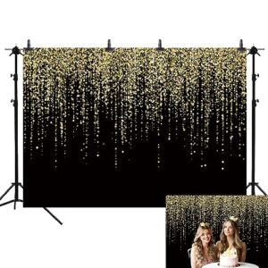 ymwqlal black and gold glitter party photo backdrop black gold glitter sequin spots photography background for birthday anniversary prom sparkle banner photo shoot props decoration (7x5 ft)