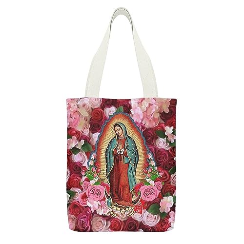 MrpsElk Our Lady of Guadalupe Virgin Mary Canvas Tote Bag Large Capacity Shopping Bag - Personalized Totes for Women Gift Bag