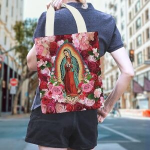 MrpsElk Our Lady of Guadalupe Virgin Mary Canvas Tote Bag Large Capacity Shopping Bag - Personalized Totes for Women Gift Bag