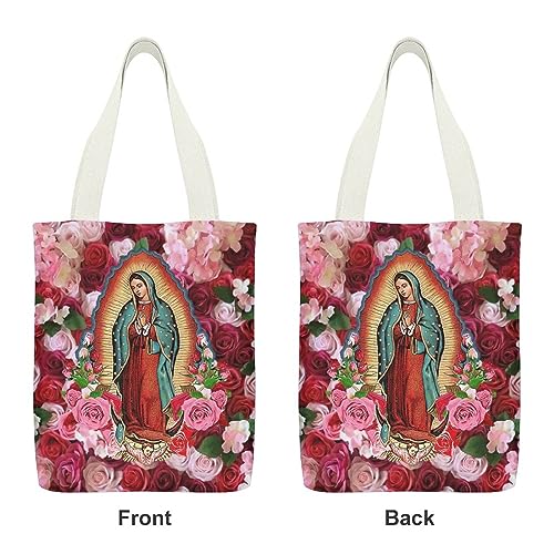 MrpsElk Our Lady of Guadalupe Virgin Mary Canvas Tote Bag Large Capacity Shopping Bag - Personalized Totes for Women Gift Bag