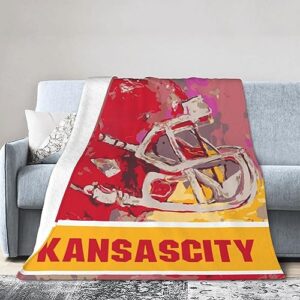 nalio kansas city flannel throw blanket ，football style pride paint travel blanket gifts for men women boy decor sofa bed 50"x40"