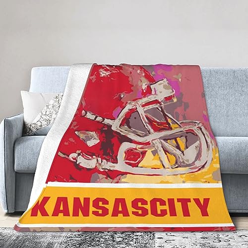 NALIO Kansas City Flannel Throw Blanket ，Football Style Pride Paint Travel Blanket Gifts for Men Women Boy Decor Sofa Bed 50"x40"