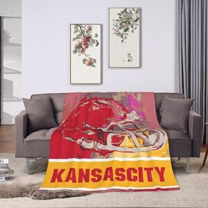 NALIO Kansas City Flannel Throw Blanket ，Football Style Pride Paint Travel Blanket Gifts for Men Women Boy Decor Sofa Bed 50"x40"