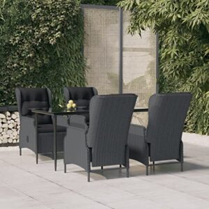 whopbxgad 5 piece patio dining set deck furniture,gardens patio furniture,designed for use on lawns, terraces, poolsides, patios and gardens,dark gray poly rattan