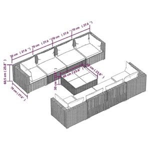 WHOPBXGAD 9 Piece Patio Lounge Set Rattan Chair,Gardens Patio Furniture,Oak Patio Furniture Set,Sui for Gardens, lawns, terraces, poolsides, patios,with s Poly Rattan Brown