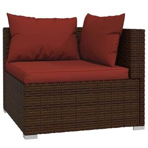 WHOPBXGAD 9 Piece Patio Lounge Set Rattan Chair,Gardens Patio Furniture,Oak Patio Furniture Set,Sui for Gardens, lawns, terraces, poolsides, patios,with s Poly Rattan Brown