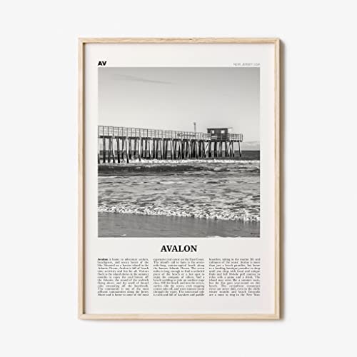 Avalon Print Black and White New Jersey, Avalon Wall Art, Avalon Poster, Avalon Photo, Avalon Wall Décor, Avalon Map, USA, United States