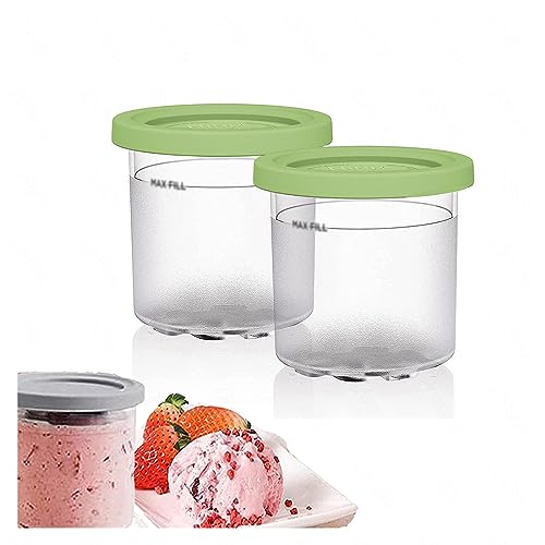 EVANEM 2/4/6PCS Creami Pints, for Creami Ninja Ice Cream Deluxe,16 OZ Ice Cream Container Airtight,Reusable for NC301 NC300 NC299AM Series Ice Cream Maker,Green-4PCS