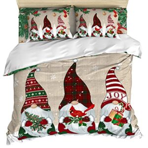 3 pieces quilt bedding set soft microfiber quilt, christmas bedding quilt sets bed quilt set for adult teen, easy care california king, gnomes xmas pine berries farmhouse burlap dungg7742