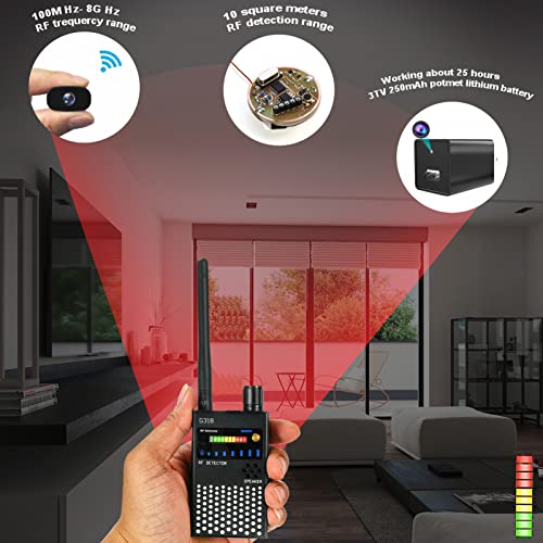 GPS Detector Camera Detector Portable GPS Locator Wireless RF Scanner GPS Tracker with Battery LED Indicator for Listening Spy Cameras