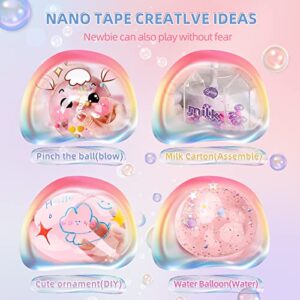 Nano Tape Bubble Kit for Kids,Nano Double Sided Adhesive Gel Grip Traceless Tape, Nano Magic Tape Bubbles,Nano Bubble Tape Toy Kit Glitter,13.5 FT × 2inch,DIY for Kids Party Favor Gifts Popular Toys