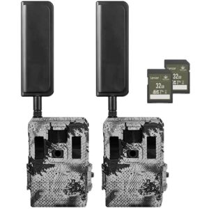 spartan golive2 4g lte trail camera, wide-angle lens,live stream,anti-theft gps,on-demand image&video capture,real-time updates,built-in lithium battery,blackout,areus camo + sd cards (2pk) (verizon)