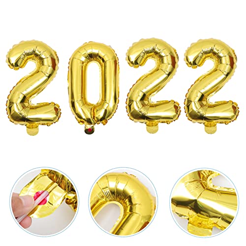 Abaodam 4pcs 2022 2022 number balloon baby kit wedding decoration gold suit Happy New Year new year photo backdrop party number balloons Aluminum Film Balloon New Year Balloon Decor suite