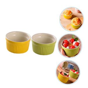 Balacoo 6 Pcs ceramic baking cup creme brulee ramekins porcelain ramekins Porcelain Dishes Oven Safe Round oven bowl Small Baking Bowl mini oven Kitchen Bowl breakfast bakeware ceramics