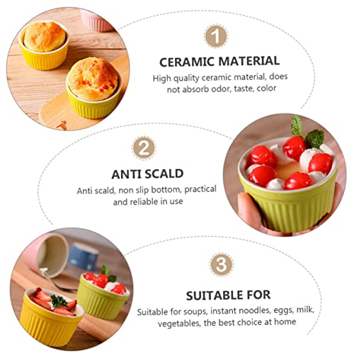 Balacoo 6 Pcs ceramic baking cup creme brulee ramekins porcelain ramekins Porcelain Dishes Oven Safe Round oven bowl Small Baking Bowl mini oven Kitchen Bowl breakfast bakeware ceramics