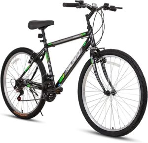 hiland mens and womens 26 inch mountain bike with 18 speed shifter, high-carbon steel hardtail trail bicycle for adult black