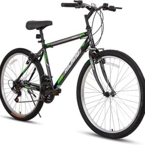 Hiland Mens and Womens 26 Inch Mountain Bike with 18 Speed Shifter, High-Carbon Steel Hardtail Trail Bicycle for Adult Black