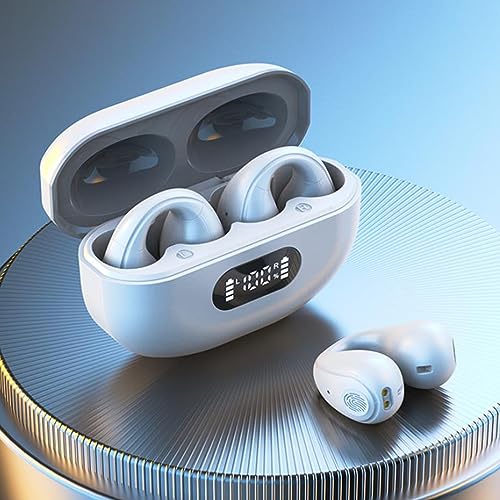 qolati Wireless Headphones Wireless Ear Buds Bluetooth Headphones Wireless Earbuds Charging Case Digital Display Sport Ear Buds with Earhook Waterproof for Gym Workout Running Sport (1pc White)