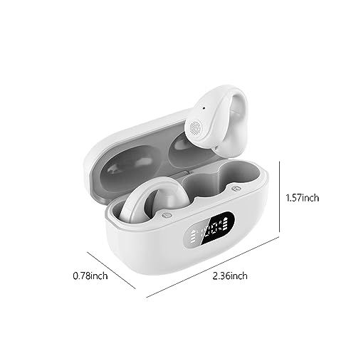 qolati Wireless Headphones Wireless Ear Buds Bluetooth Headphones Wireless Earbuds Charging Case Digital Display Sport Ear Buds with Earhook Waterproof for Gym Workout Running Sport (1pc White)