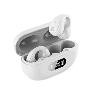 qolati Wireless Headphones Wireless Ear Buds Bluetooth Headphones Wireless Earbuds Charging Case Digital Display Sport Ear Buds with Earhook Waterproof for Gym Workout Running Sport (1pc White)