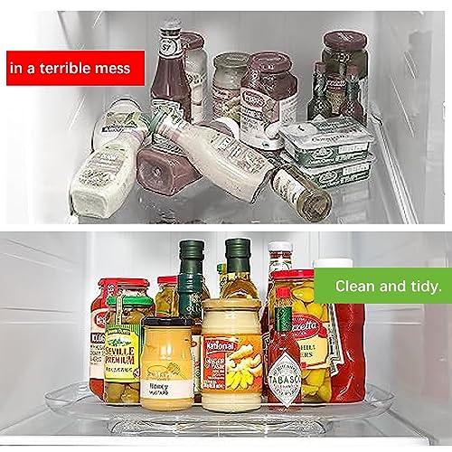 BJHZTC Lazy Susan Turntable Organizer for Refrigerator, 15.67'' Clear Rectangular Fridge Organizer Storage, Lazy Susan for Cabinet, Table, Pantry, Kitchen, Countertop