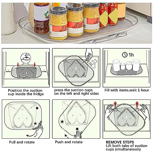 BJHZTC Lazy Susan Turntable Organizer for Refrigerator, 15.67'' Clear Rectangular Fridge Organizer Storage, Lazy Susan for Cabinet, Table, Pantry, Kitchen, Countertop