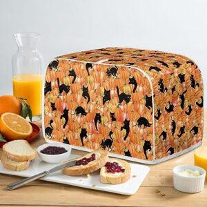 Talayituse Cat Pumpkin Print Toaster Cover 4 Slice Bread Toaster Oven Cover Halloween Decoration Washable Toaster Cover with Top Handle Kitchen Small Appliance Covers Bakeware Protector