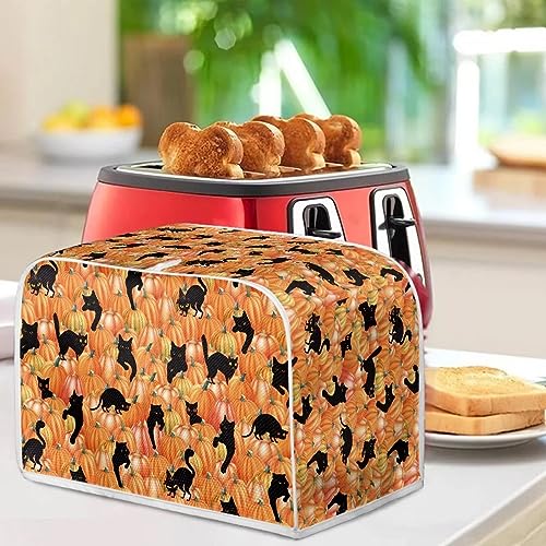 Talayituse Cat Pumpkin Print Toaster Cover 4 Slice Bread Toaster Oven Cover Halloween Decoration Washable Toaster Cover with Top Handle Kitchen Small Appliance Covers Bakeware Protector