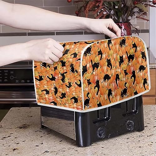 Talayituse Cat Pumpkin Print Toaster Cover 4 Slice Bread Toaster Oven Cover Halloween Decoration Washable Toaster Cover with Top Handle Kitchen Small Appliance Covers Bakeware Protector