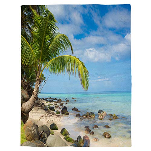 ANNAMALL Throw Blanket,40x60 Inch Palm Tree Beach Sea Cloud Blue Sky Island Reef Stone Microfiber Throw Blankets Warm Cozy Lightweight Blanket for Sofa,Bed,Camping,Picnic