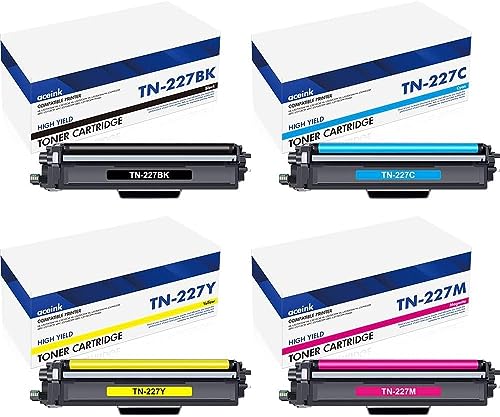 TN227 TN-227BK/C/M/Y High Yield Toner: Compatible for Brother 227 Toner Combo Pack Replacement for MFC-L3770CDW HL-L3270CDW HL-L3290CDW HL-L3210CW HL-L3230CDW MFC-L3710CW MFC-L3750CDW Printer(4-Pack)