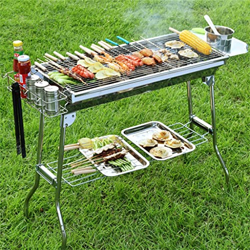 DSFEOIGY Grill Outdoor Stainless Steel Grill BBQ Carbon Grill Portable Folding Grill Charcoal Grill