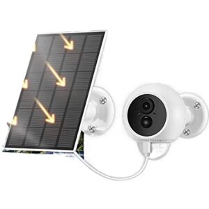 Security Camera Camera 3MP Wireless IP Camera Rechargeable Battery Panel Solar Outdoor Waterproof AI PIR Alerts Two Way Audio P2P Security Protection Surveillance Camera with Spotlight ( Size : With 3