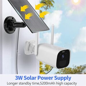 Security Camera Camera 3MP Bullet Camera WiFi 3W Solar Panel Wireless Video Surveillance CCTV Built-in 5200 mAh Rechargeable Battery Security Home Surveillance Camera with Spotlight ( Size : 3MP Camer