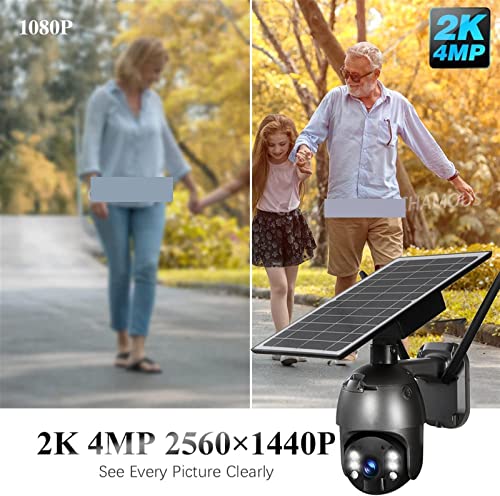 Security Camera Camera 2K 4MP Solar IP Camera 8W Power Rechargeable Battery Video Surveillance Wireless PTZ Camera WiFi Alarm Color Night Vision Surveillance Camera with Spotlight ( Size : 4MP Camera