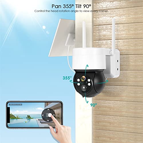 Security Camera Camera 1080P WiFi Solar Camera Outdoor Night Vision PTZ IP Camera With Solar Panel Recharge Battery 2MP CCTV Video Surveillance Cameras Surveillance Camera with Spotlight ( Color : No