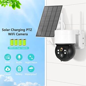 Security Camera Camera 1080P WiFi Solar Camera Outdoor Night Vision PTZ IP Camera With Solar Panel Recharge Battery 2MP CCTV Video Surveillance Cameras Surveillance Camera with Spotlight ( Color : No