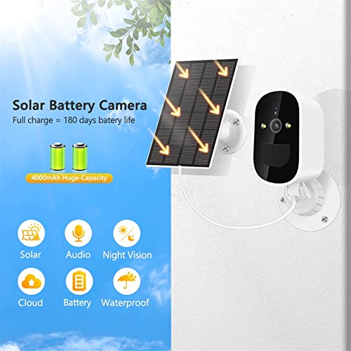 Security Camera Camera Wireless Solar Wifi Camera CCTV Security Camera Outdoor Full HD 1080P Audio IP Camera With 6000mAh Rechargeable Battery Camera Surveillance Camera with Spotlight ( Color : 1080P