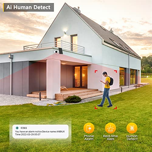Security Camera Camera 3MP Wireless IP Camera Rechargeable Battery Panel Solar Outdoor Waterproof AI PIR Alerts Two Way Audio P2P Security Protection Surveillance Camera with Spotlight ( Size : No Car